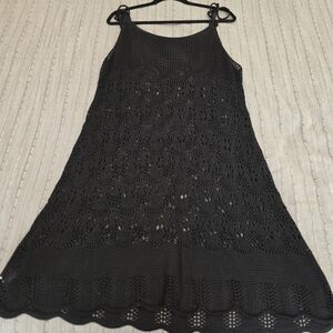Black Crochet Knit Cover Up